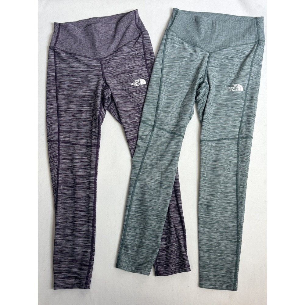 The North Face Womens Space Dye Leggings Bundle Purple Green Size M Lot of 2